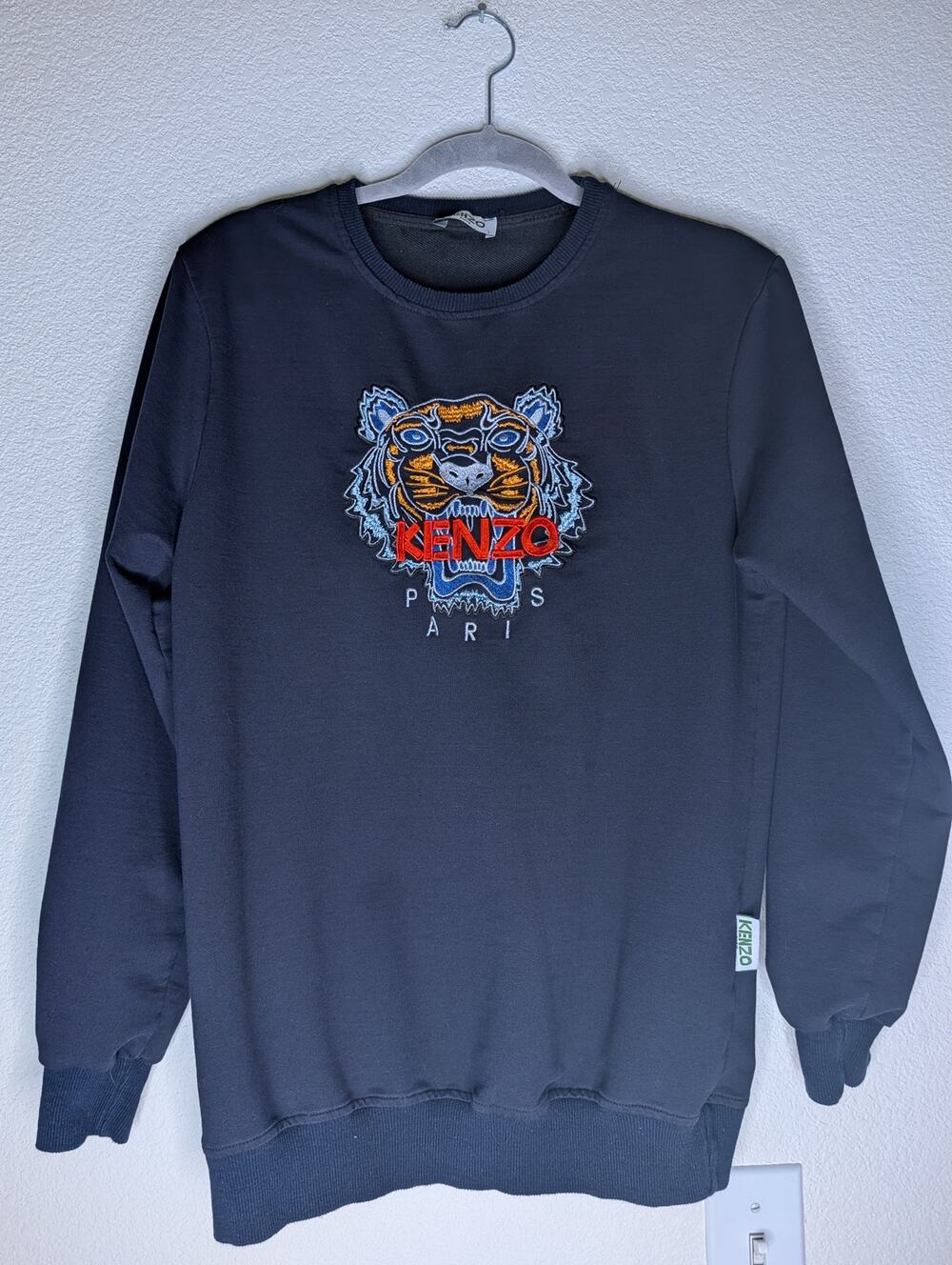 Kenzo Paris Black Sweatshirt Women’s Pullover Embroidered Tiger Authentic Size L